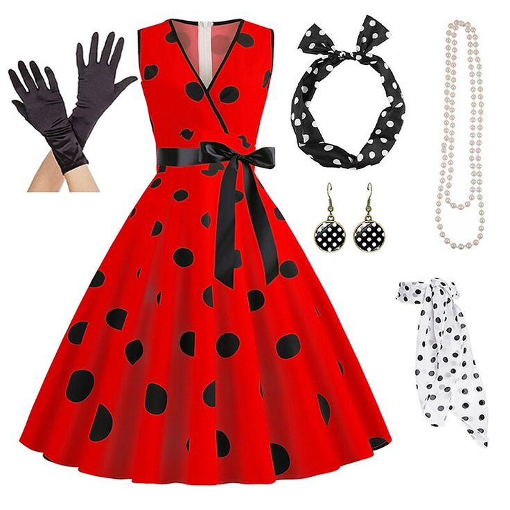 لباس مجلسی خالخالی قرمز و سیاه