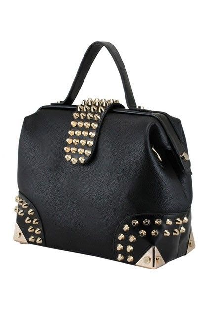 کیف زنانه سیاه با جزئیات فلزی