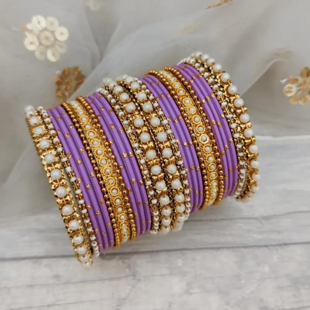 النگوی هندی طلایی و بنفش