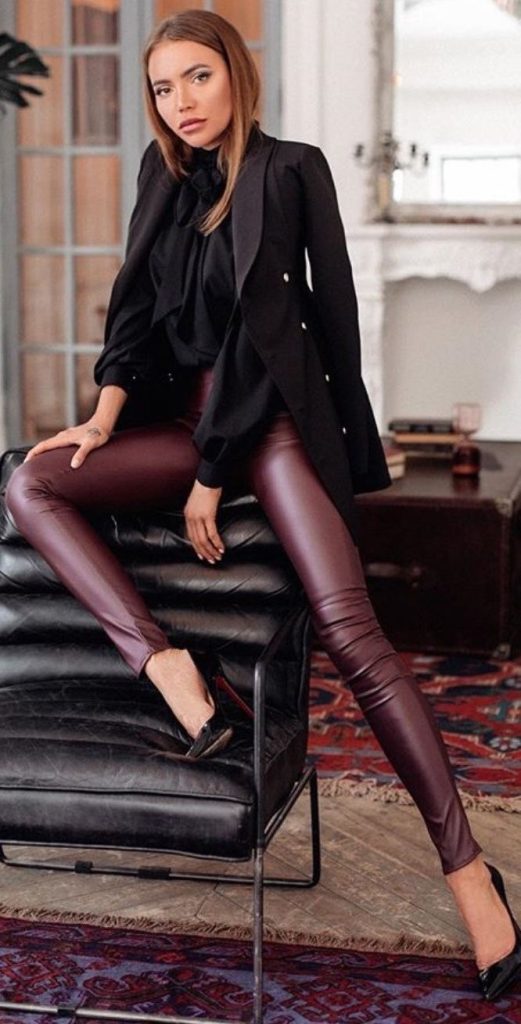 شلوار چرمی زنانه قهوه ای