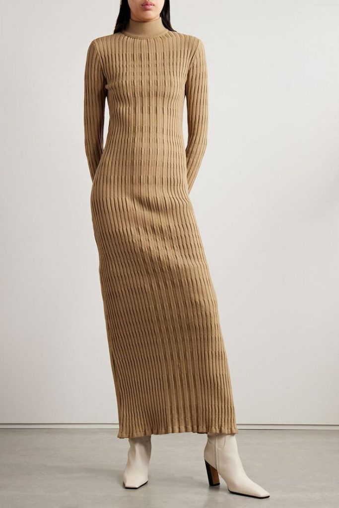 بافت بلند زنانه کرم قهوه ای