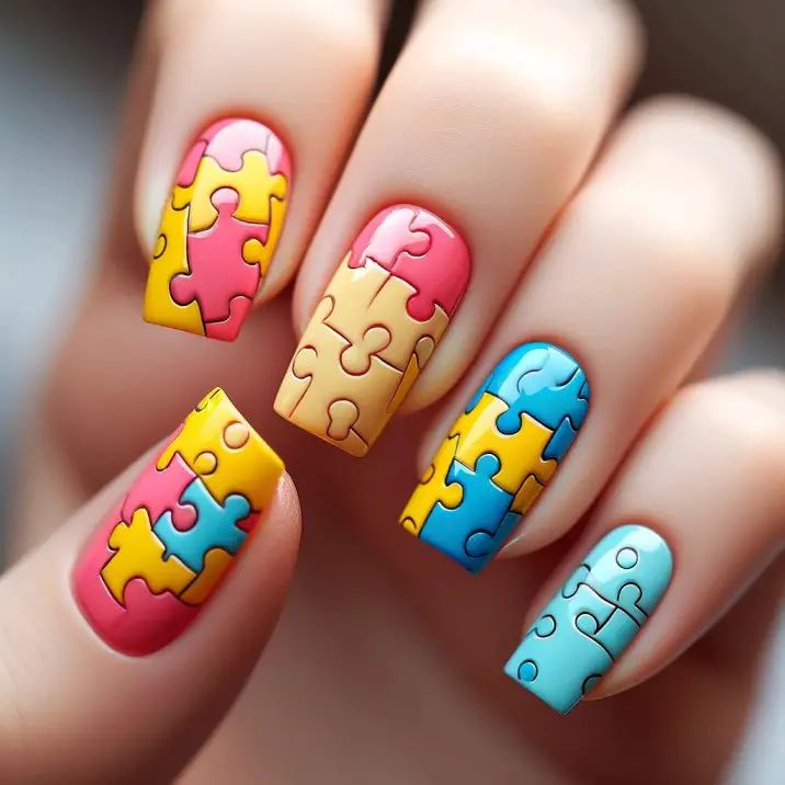 طرح پازل برای ناخن ها