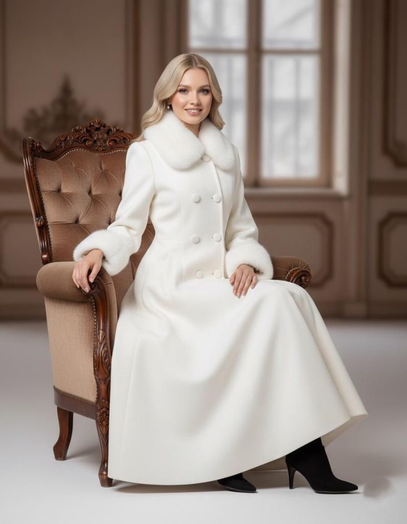 کت پشمی زنانه سفید