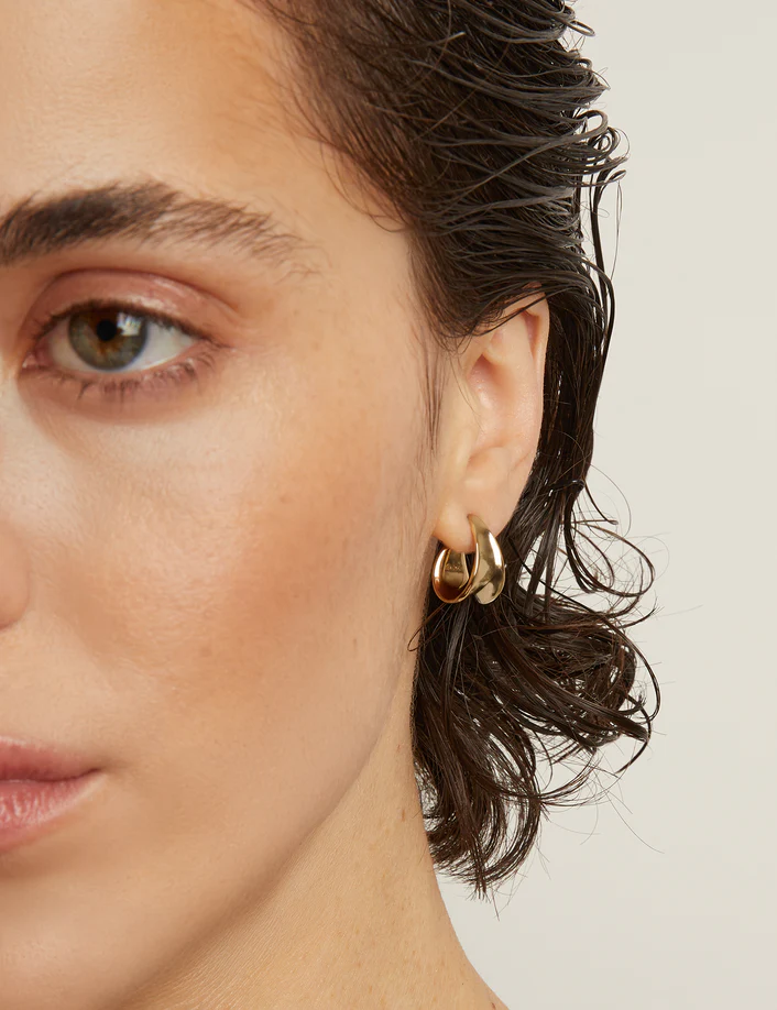 گوشواره هوپ طلایی ساده انگشتری