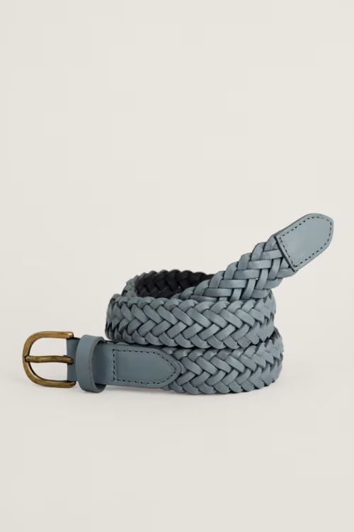 کمربند چرم حصیری ابی طوسی