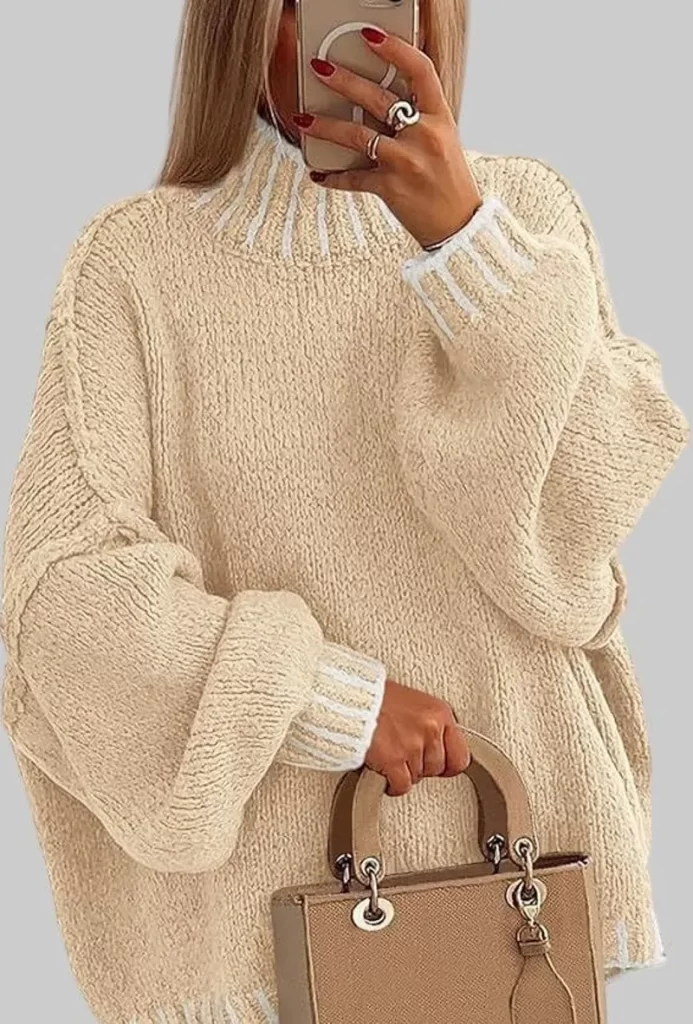 ژاکت ماشینی بافت حجیم کرم