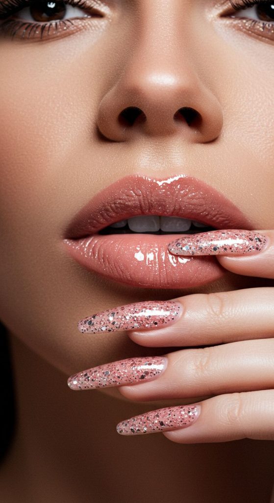 مدل ناخن براق صورتی