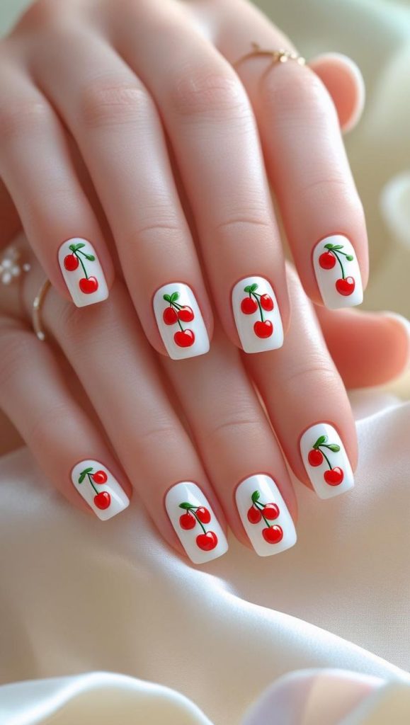 دیزاین ناخن میوه‌ای البالو