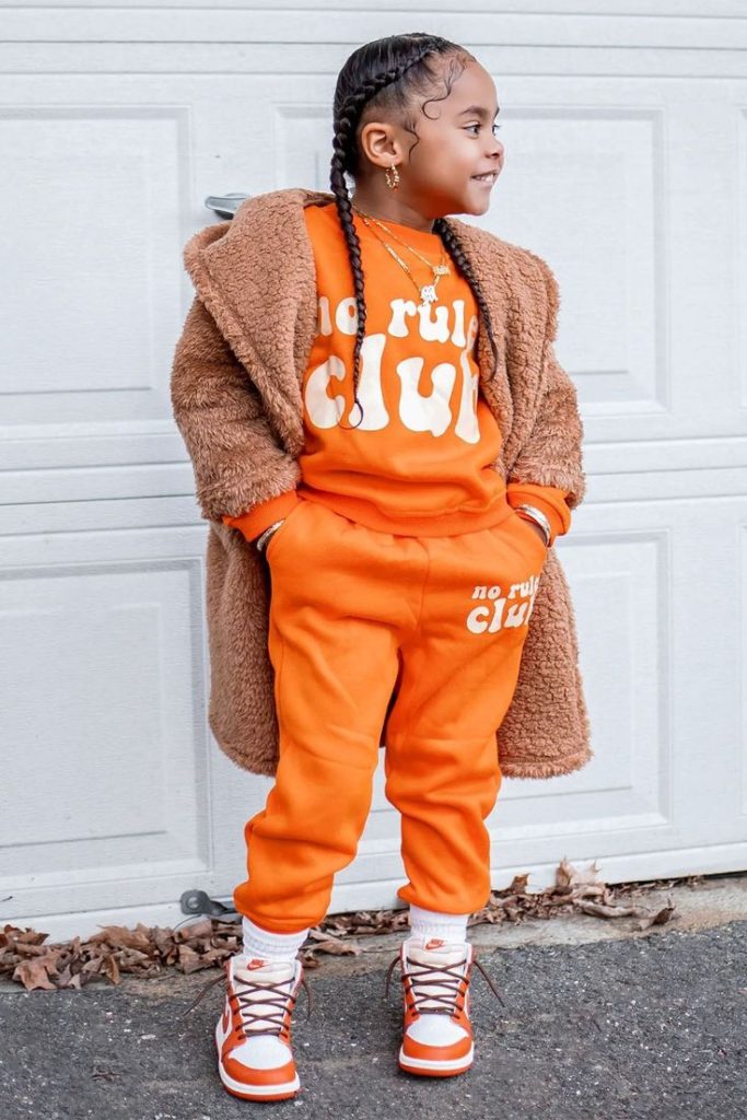 ست لباس پاییزی بچگانه نارنجی