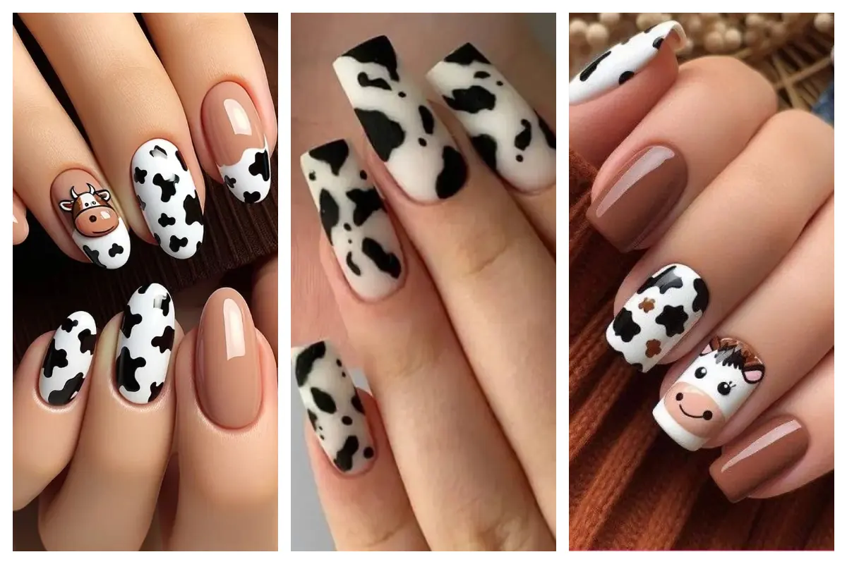 دیزاین ناخن با پترن گاوی؛ انتخابی برای وقتی که می‌خوای از قالب طرح‌های تکراری بزنی بیرون!