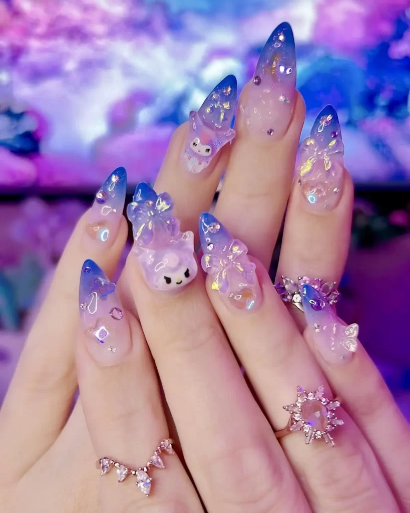 ناخن فانتزی کیوت ژلیش شده