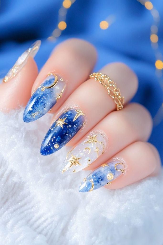 ناخن فانتزی کیوت ابی و طلایی