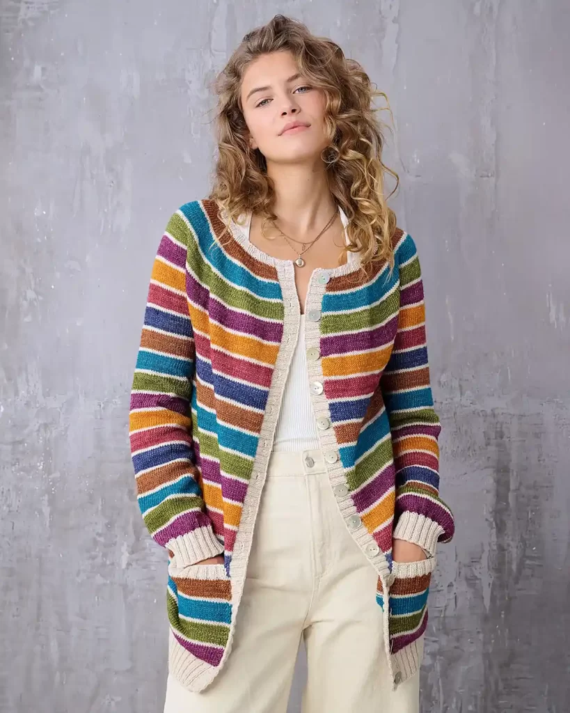 کاردیگان زنانه رنگارنگ جلو باز