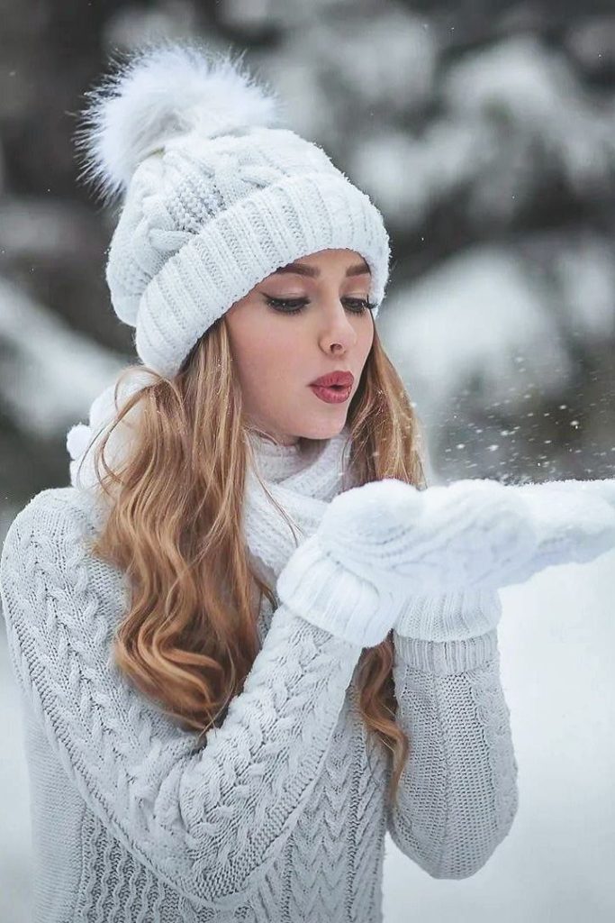 دستکش زمستونی زنانه سفید