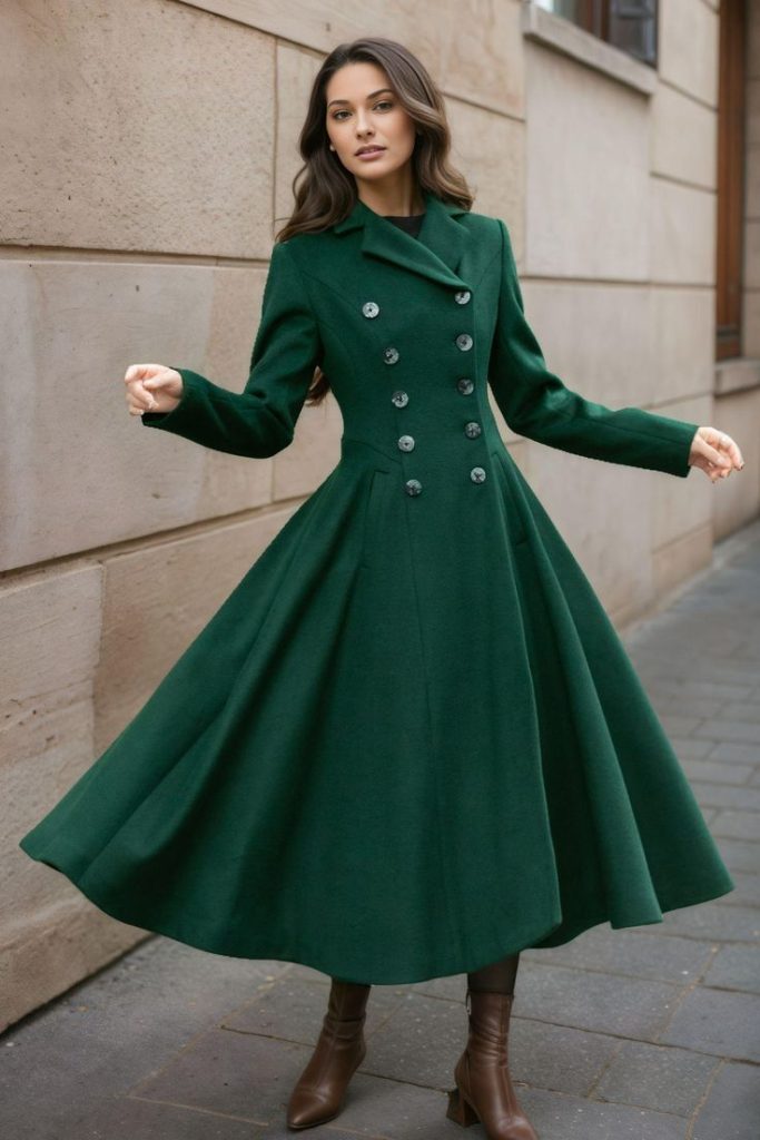 کت پشمی زنانه سبز