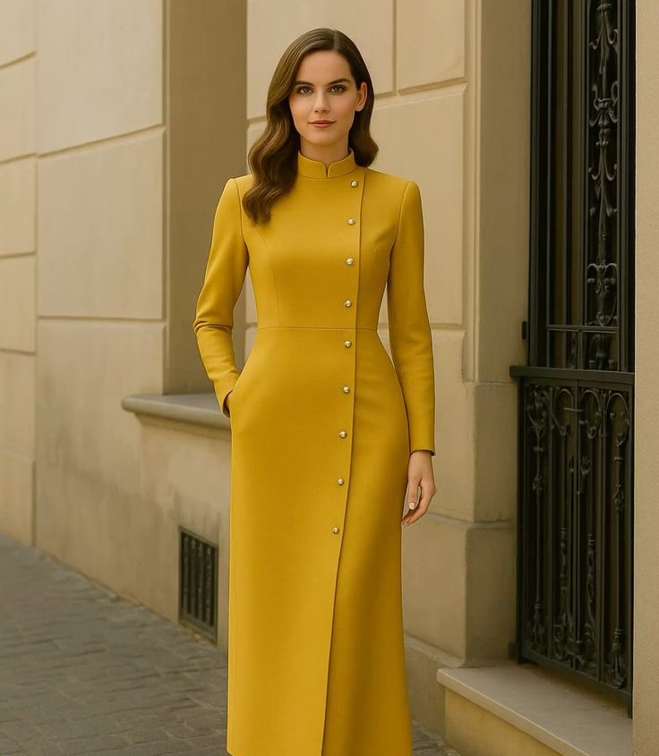 پیراهن بلند زنانه زرد