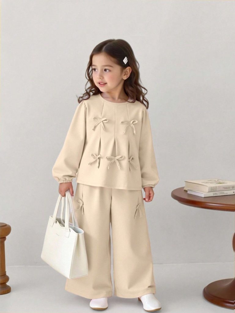 ست لباس پاییزی بچگانه کرم