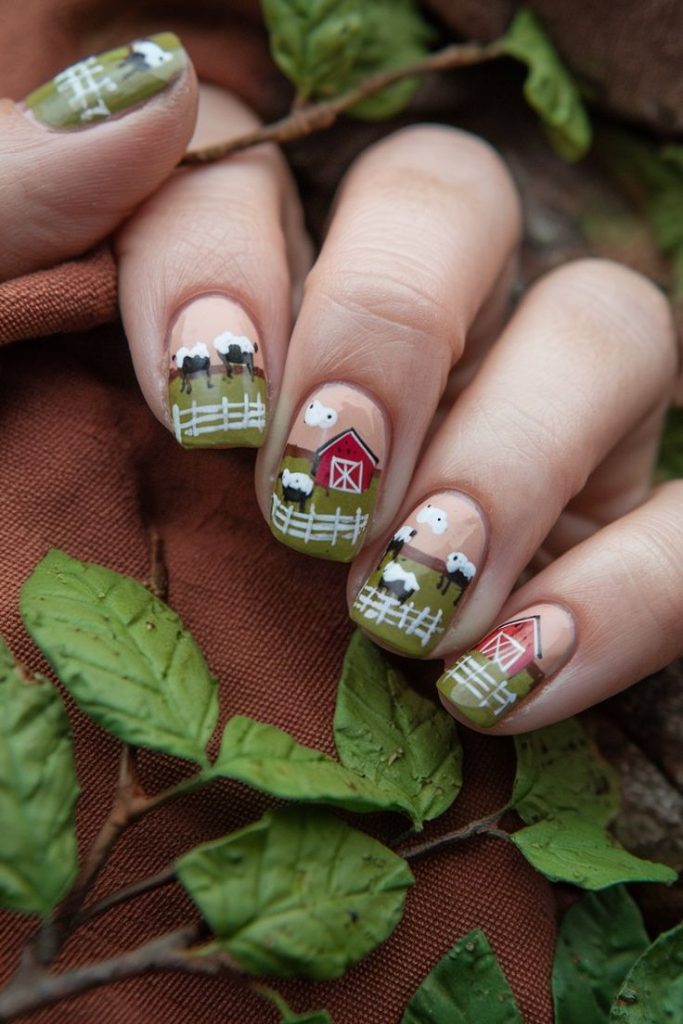 دیزاین فانتزی ناخن با طرح های مزرعه