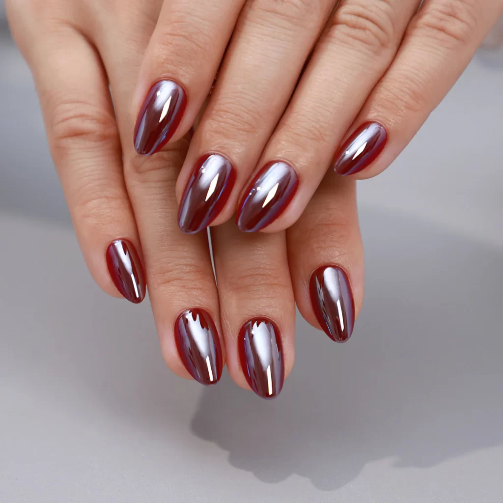 ناخن کروم آیینهای گلبهی