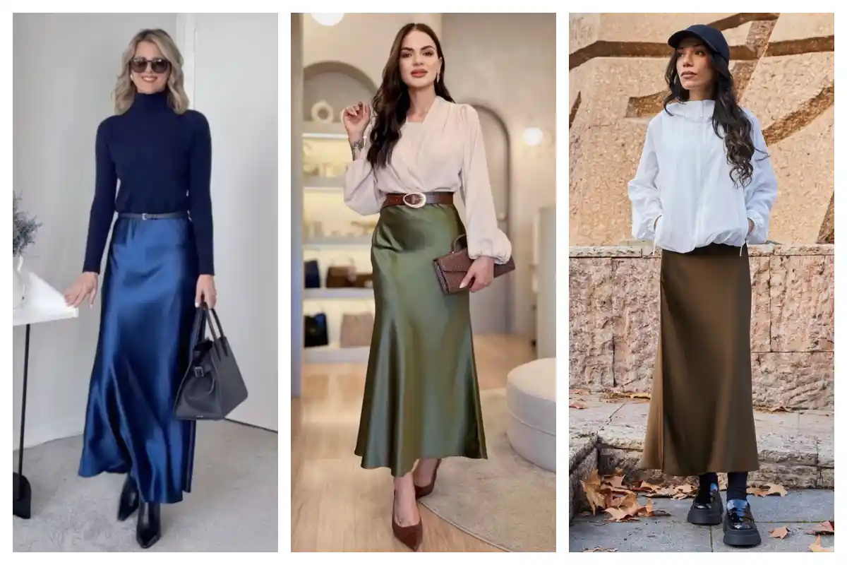 استایل پاییزی با دامن ساتن؛ یه ترکیب شیک، دخترونه و خیلی لاکچری!