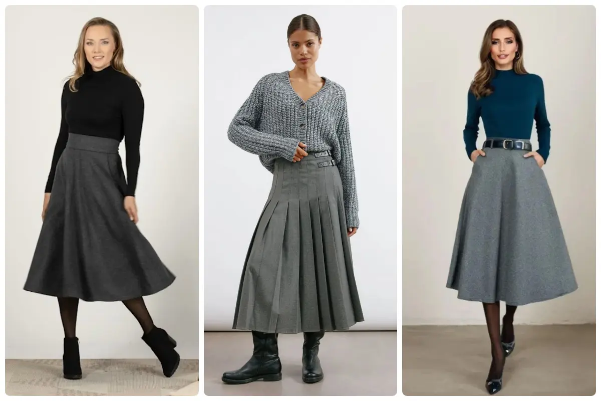 دامن میدی طوسی؛ ساده، کلاسیک و فوق‌العاده شیک برای هر موقعیتی از روز!