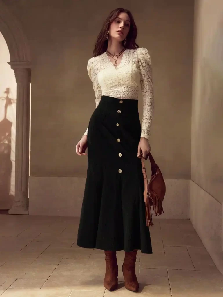 دامن مخمل کبریتی سیاه