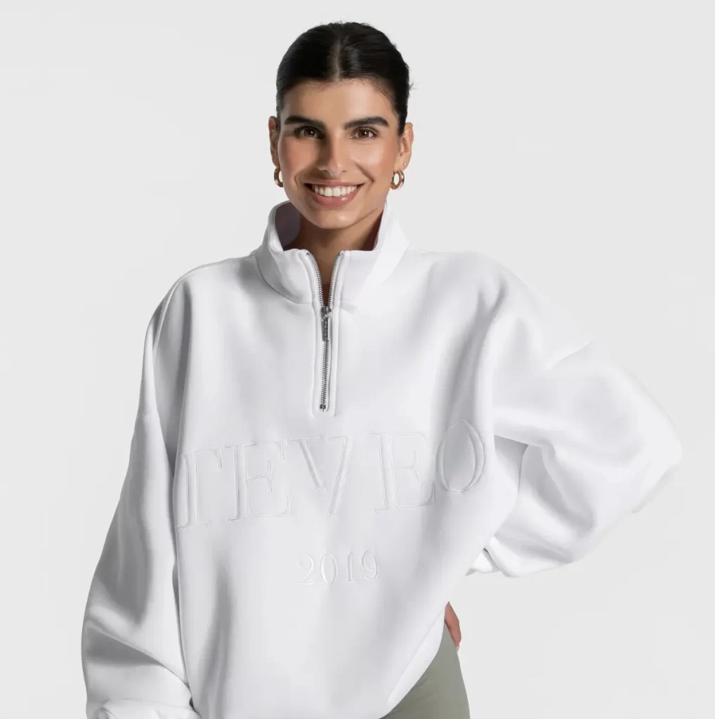 دورس نیم زیپ دخترونه سفید