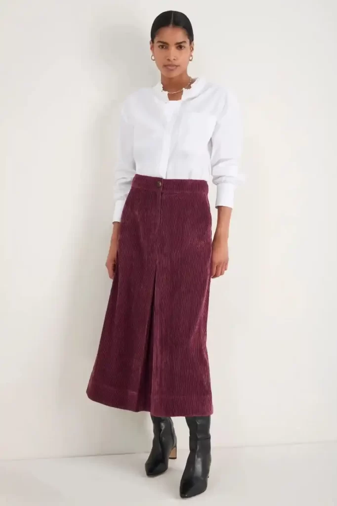 دامن مخمل کبریتی بنفش