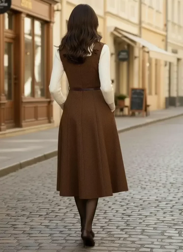 دامن پشمی قهوه ای