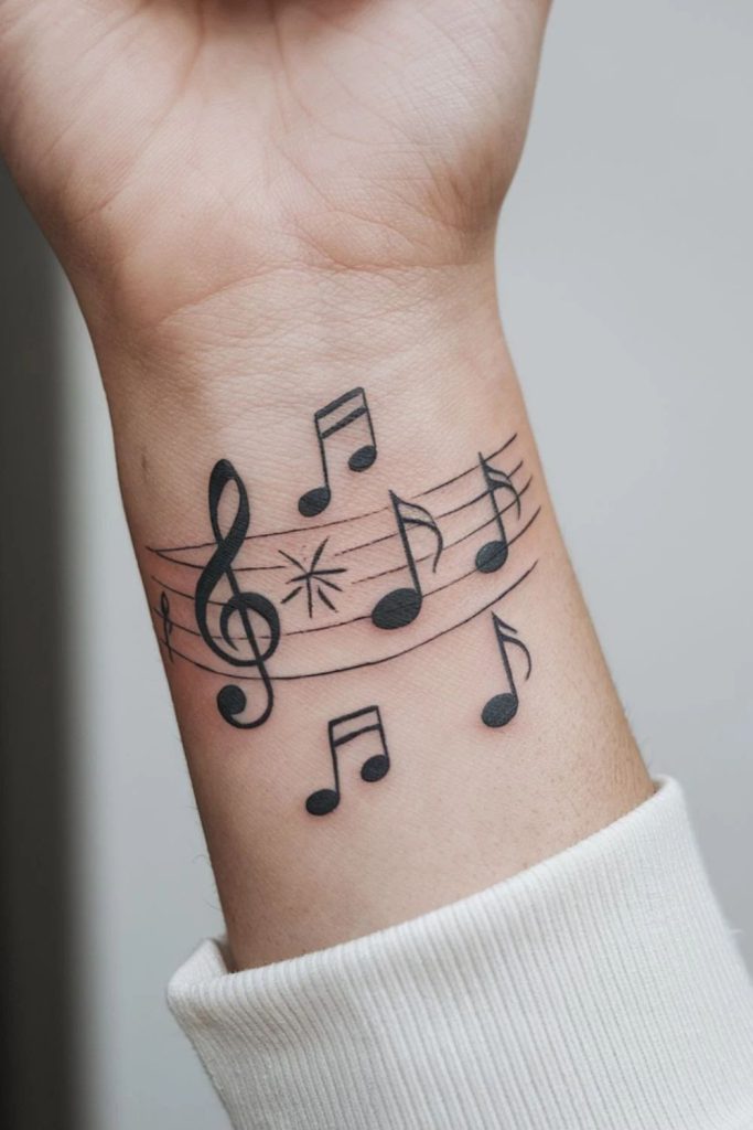 مدل تتو مینیمال مچ موسیقی