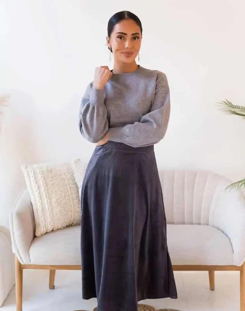 دامن مخمل کبریتی بنفش تیره