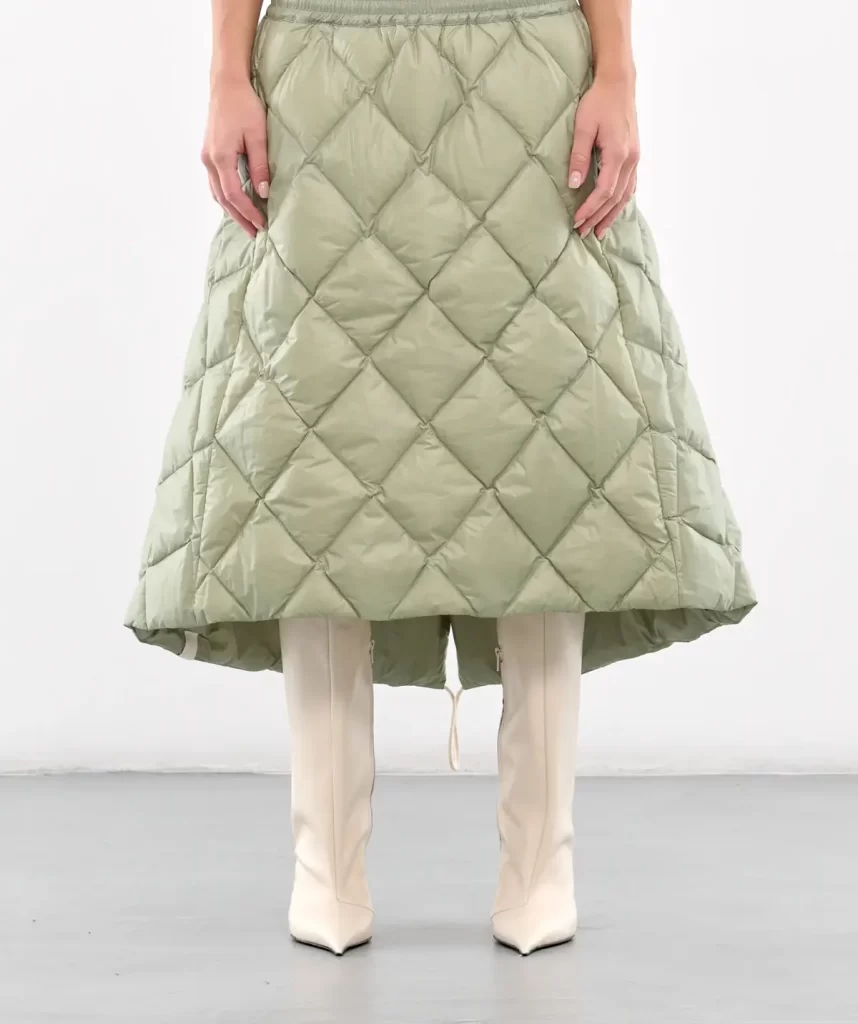 دامن کاپشنی بلند سبز پسته ای