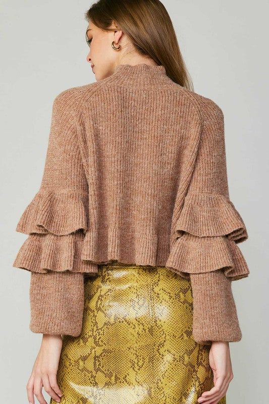 پلیور چیندار پاییزی قهوه ای روشن