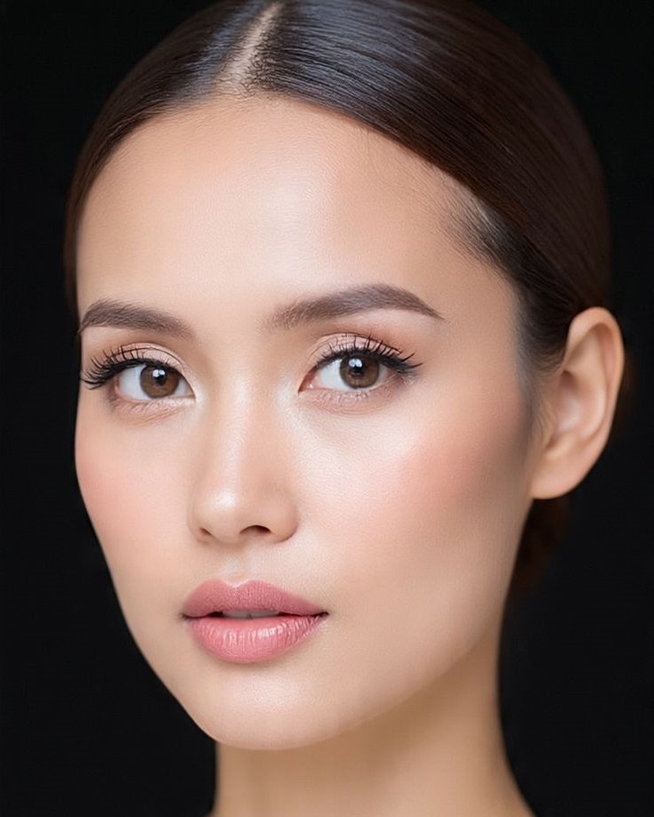 زن اسیایی با آرایش صورت طبیعی