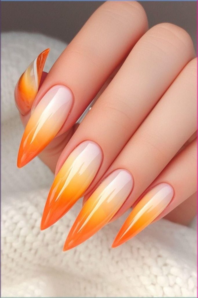 طراحی آمبره ناخن نارنجی