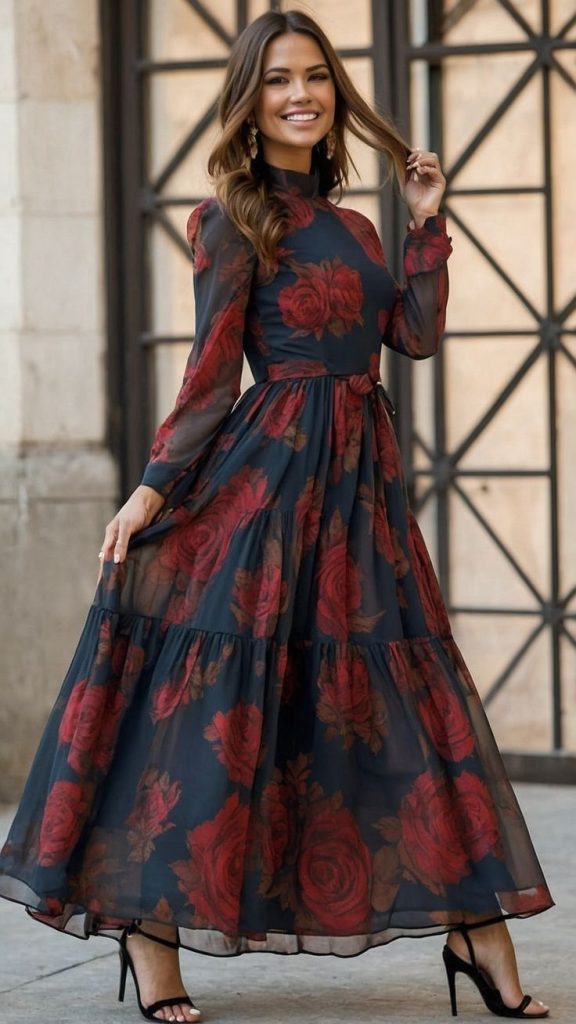 پیراهن بلند زنانه قرمز