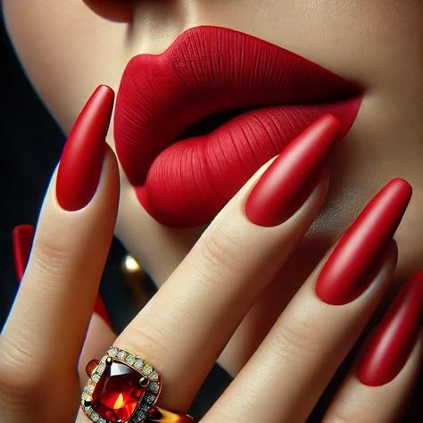 دیزاین ناخن قرمز مات