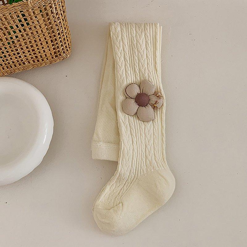 جوراب پشمی دخترانه بلند سفید کرمی