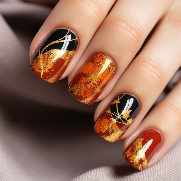 ترکیب رنگ و مدل طرح ناخن پاییزی