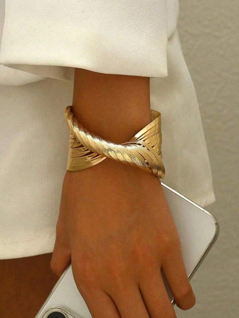 النگوی طلا پهن درهم تنیده