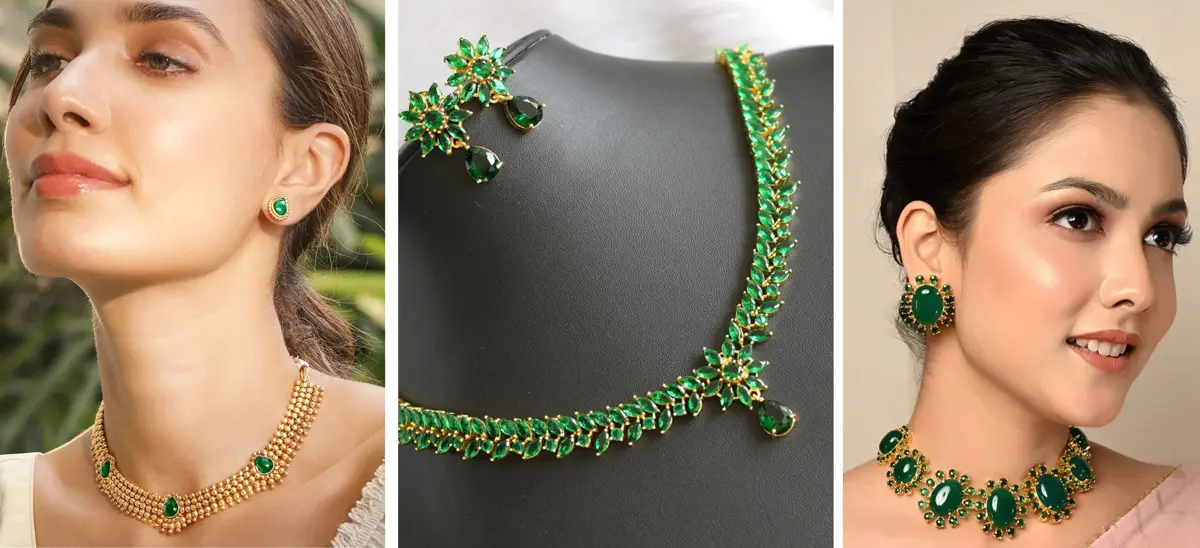 گردنبند با نگین سبز