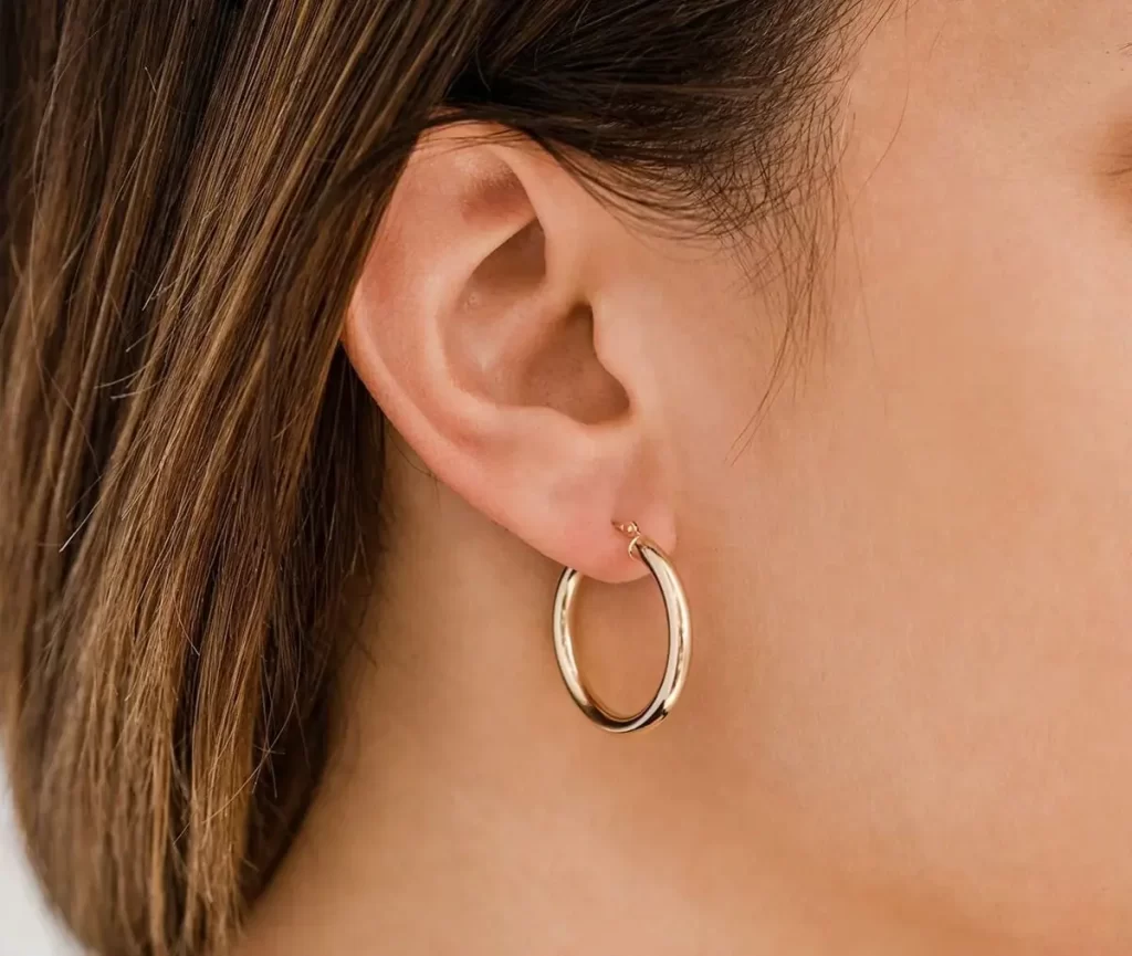 گوشواره هوپ طلایی ساده