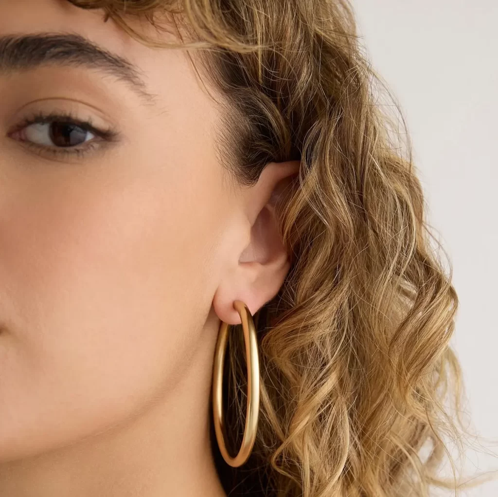 گوشواره هوپ طلایی بزرگ النگویی