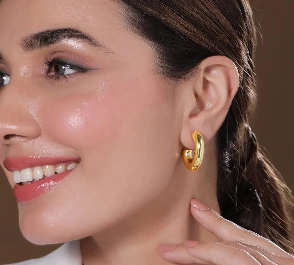 گوشواره هوپ طلایی بسیار ضخیم