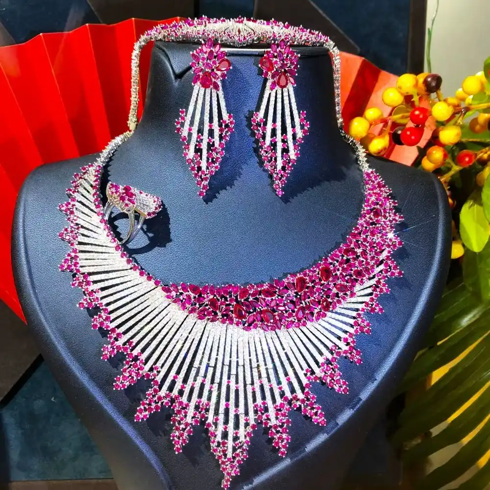 گردنبند لاکچری دخترونه بنفش بزرگ