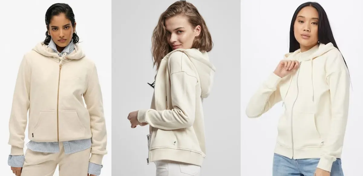 سویشرت زیپ‌دار کرمی زنانه