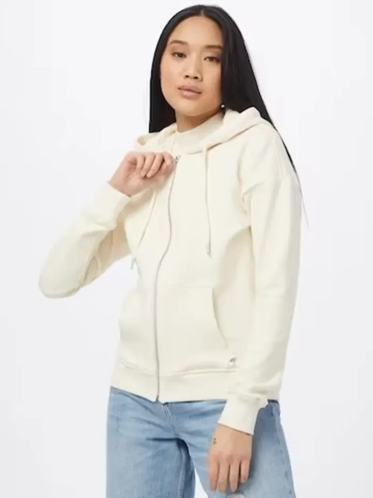 سویشرت زیپ‌دار کرمی زنانه