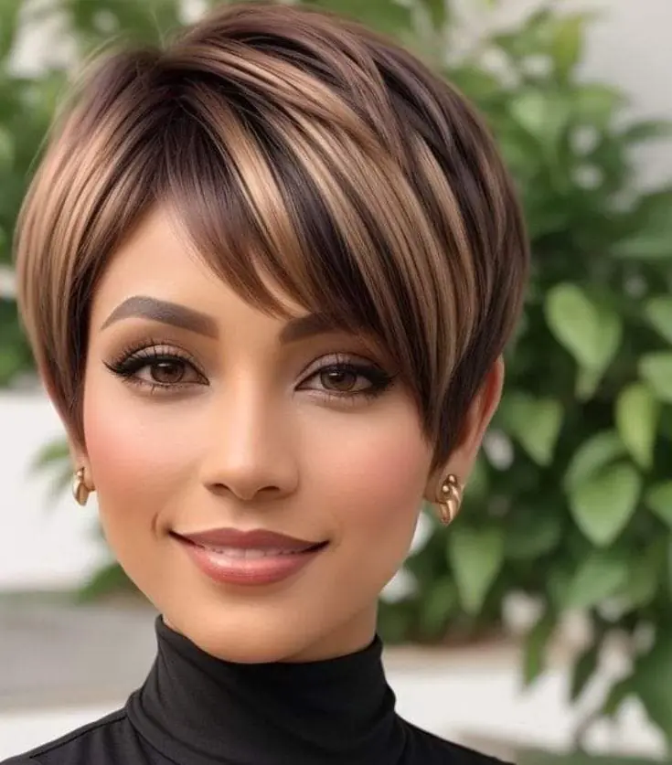 هایلایت موی کوتاه قهوه ای