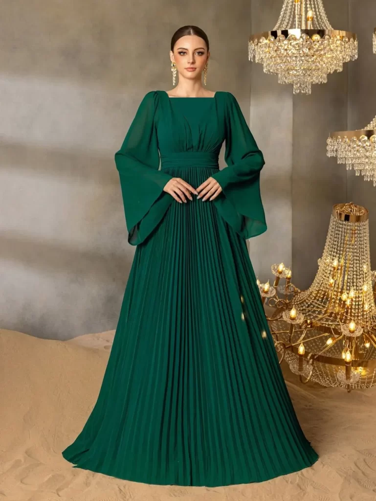 پیراهن مجلسی حریر سبز