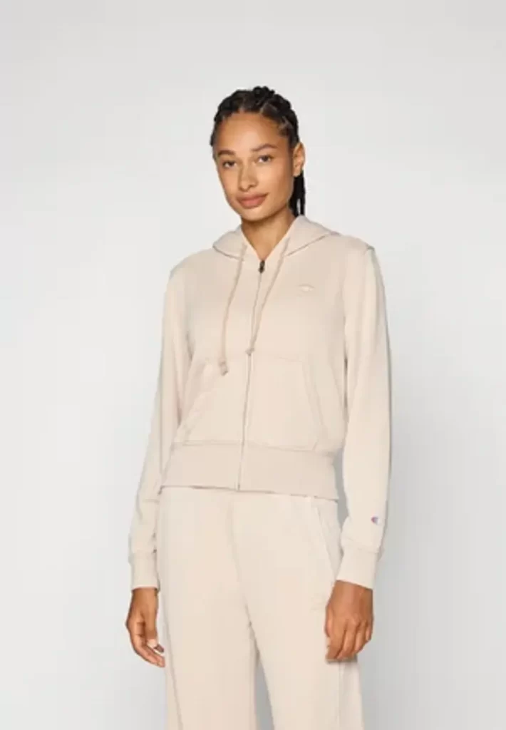 سویشرت زیپ‌دار کرمی زنانه